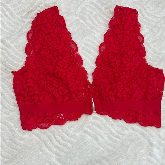 We Are HAH “Got Ur Back” Lace Plunge Bra Red Size XL NWT - Picture 7 of 12